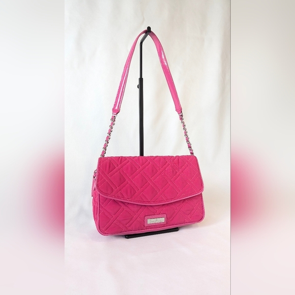 Vera Bradley Handbags - Vera Bradley Quilted Shoulder Bag Hot Pink Patent Leather Barbie Barbiecore EUC